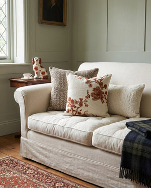 Custom Square Throw Pillow, Botanical Blossom Branch Cushion, Cherry Blossom Jacquard Scatter Cushion Cover, Piped Linen