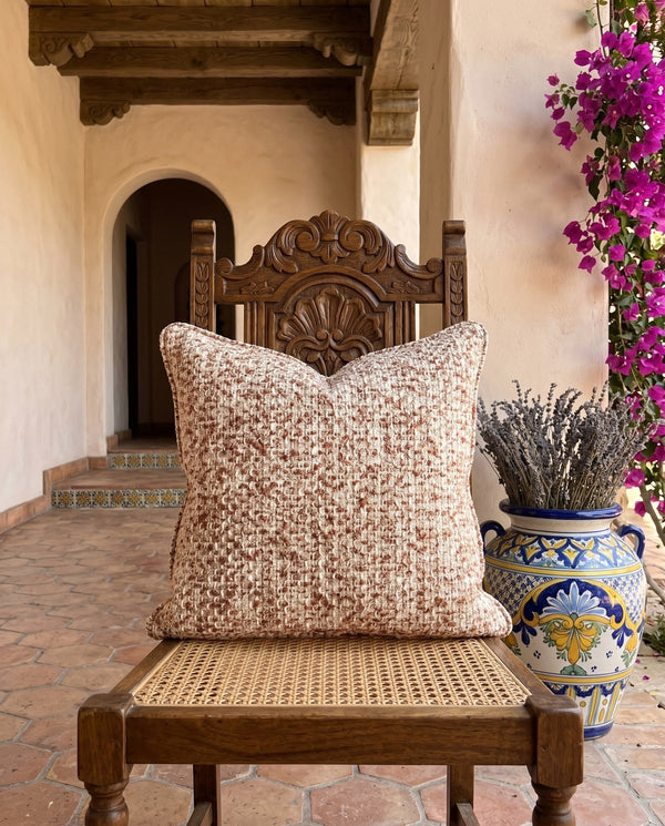 Custom Square Throw Pillow, Botanical Blossom Branch Cushion, Cherry Blossom Jacquard Scatter Cushion Cover, Piped Linen