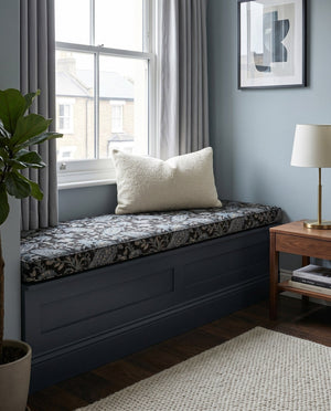 Custom Window Seat Cushion with Foam, Made-to-Measure Paisley Bench Cushion, Bay Window Bench Seat Pad, Banquette Booth 