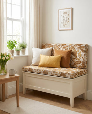 Custom Window Seat Cushion with Foam, Made-to-Measure Paisley Bench Cushion, Bay Window Bench Seat Pad, Banquette Booth 