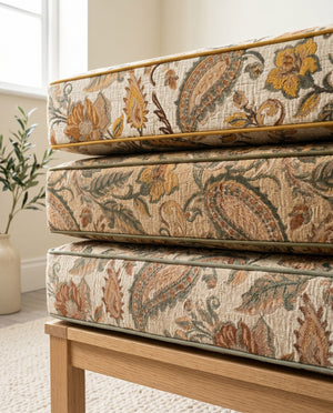 Custom Window Seat Cushion with Foam, Made-to-Measure Paisley Bench Cushion, Bay Window Bench Seat Pad, Banquette Booth 