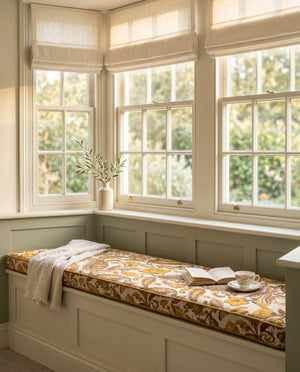 Custom Window Seat Cushion with Foam, Made-to-Measure Paisley Bench Cushion, Bay Window Bench Seat Pad, Banquette Booth 