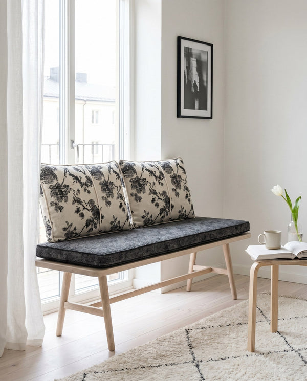Custom Bench Cushion Set with Backrest, Made-to-Measure Window Seat Cushion, Floral Banquette Seat Pad, Reading Nook Ben