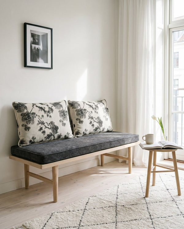 Custom Bench Cushion Set with Backrest, Made-to-Measure Window Seat Cushion, Floral Banquette Seat Pad, Reading Nook Ben