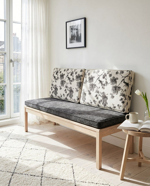 Custom Bench Cushion Set with Backrest, Made-to-Measure Window Seat Cushion, Floral Banquette Seat Pad, Reading Nook Ben