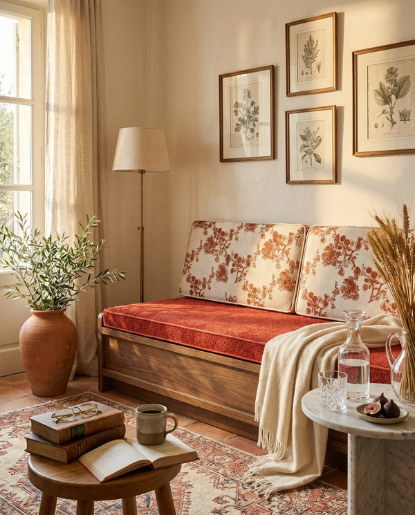 Custom Bench Cushion Set with Backrest, Made-to-Measure Window Seat Cushion, Floral Banquette Seat Pad, Reading Nook Ben