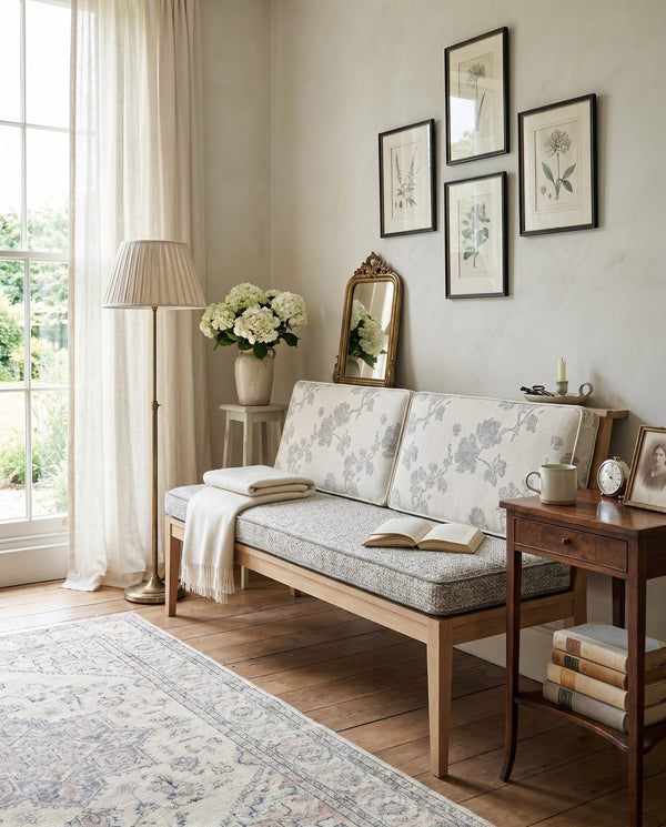 Custom Bench Cushion Set with Backrest, Made-to-Measure Window Seat Cushion, Floral Banquette Seat Pad, Reading Nook Ben