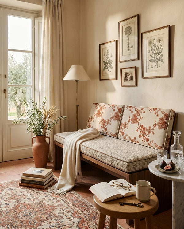 Custom Bench Cushion Set with Backrest, Made-to-Measure Window Seat Cushion, Floral Banquette Seat Pad, Reading Nook Ben