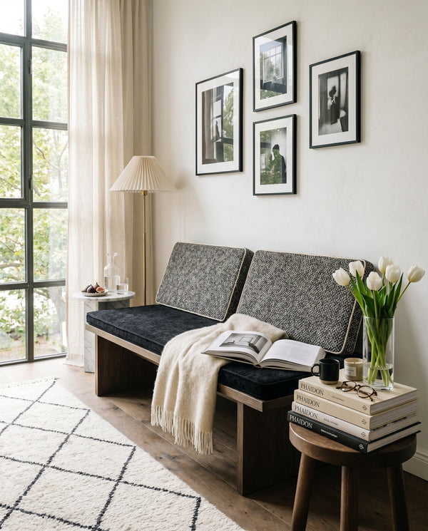 Custom Bench Cushion Set with Backrest, Made-to-Measure Window Seat Cushion, Floral Banquette Seat Pad, Reading Nook Ben