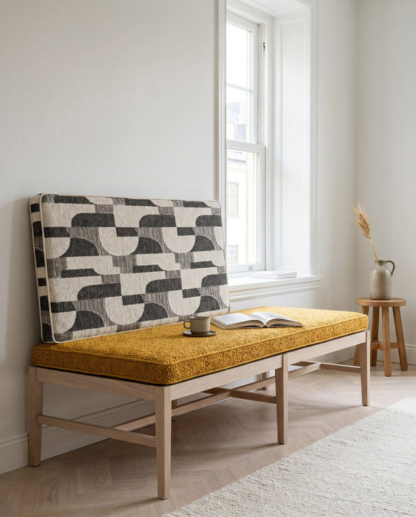 Custom Bench Cushion Set with Backrest, Made-to-Measure Window Seat Cushion, Banquette Booth Seat Pad, Reading Nook Benc