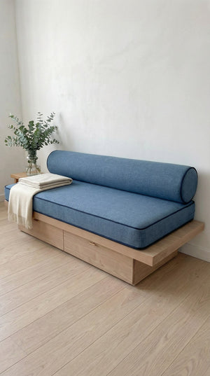 Custom Daybed Seat Cushion with Bolster Backrest, Made-to-Measure Platform Sofa Cushion, Reading Nook Bench Seat Pad, Wi