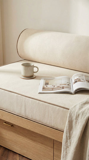 Custom Daybed Seat Cushion with Bolster Backrest, Made-to-Measure Platform Sofa Cushion, Reading Nook Bench Seat Pad, Wi