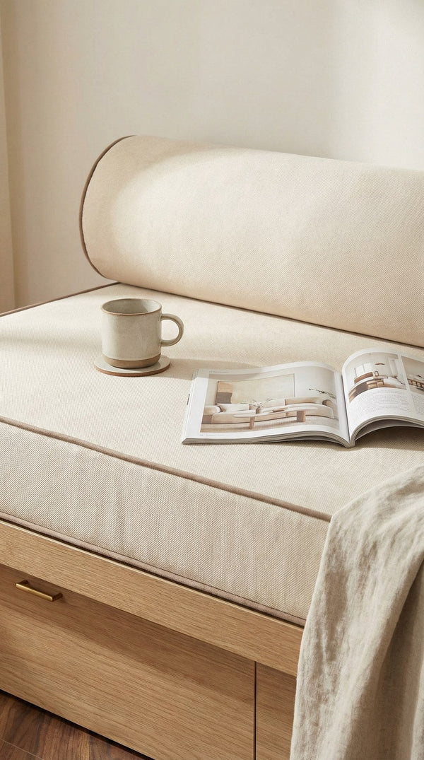 Custom Daybed Seat Cushion with Bolster Backrest, Made-to-Measure Platform Sofa Cushion, Reading Nook Bench Seat Pad, Wi