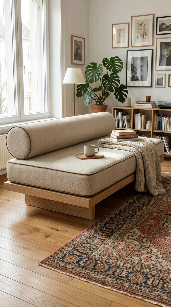 Custom Daybed Seat Cushion with Bolster Backrest, Made-to-Measure Platform Sofa Cushion, Reading Nook Bench Seat Pad, Wi