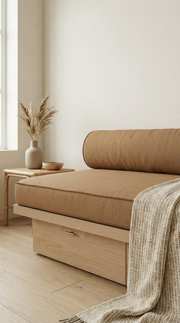 Custom Daybed Seat Cushion with Bolster Backrest, Made-to-Measure Platform Sofa Cushion, Reading Nook Bench Seat Pad, Wi