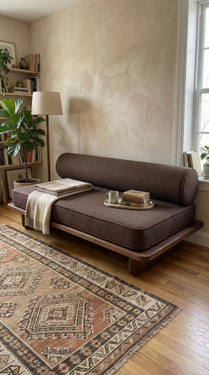 Custom Daybed Seat Cushion with Bolster Backrest, Made-to-Measure Platform Sofa Cushion, Reading Nook Bench Seat Pad, Wi