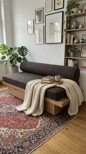 Custom Daybed Seat Cushion with Bolster Backrest, Made-to-Measure Platform Sofa Cushion, Reading Nook Bench Seat Pad, Wi