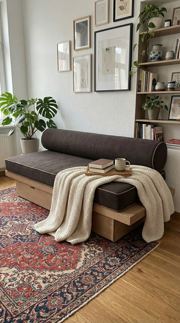 Custom Daybed Seat Cushion with Bolster Backrest, Made-to-Measure Platform Sofa Cushion, Reading Nook Bench Seat Pad, Wi