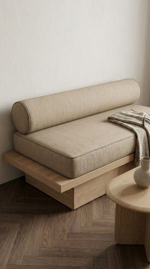 Custom Daybed Seat Cushion with Bolster Backrest, Made-to-Measure Platform Sofa Cushion, Reading Nook Bench Seat Pad, Wi