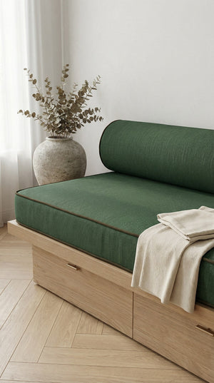 Custom Daybed Seat Cushion with Bolster Backrest, Made-to-Measure Platform Sofa Cushion, Reading Nook Bench Seat Pad, Wi