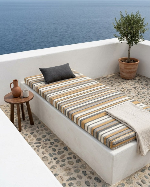 Custom Bench Cushion with Foam, Made-to-Measure Window Seat Cushion, Outdoor Banquette Booth Seat Pad, Woven Performance