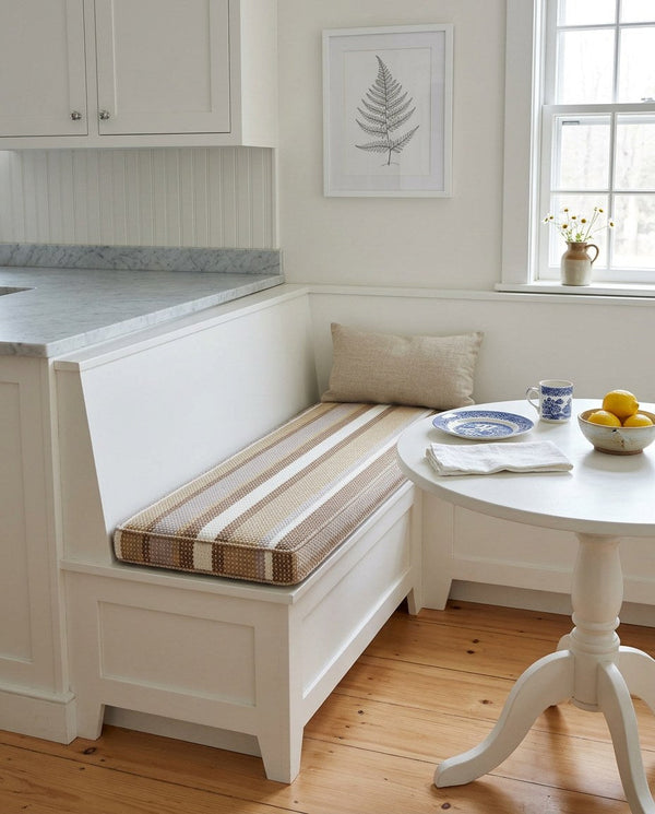 Custom Bench Cushion with Foam, Made-to-Measure Window Seat Cushion, Outdoor Banquette Booth Seat Pad, Woven Performance