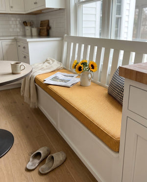 Custom Bench Cushion with Foam, Made-to-Measure Window Seat Cushion, Outdoor Banquette Booth Seat Pad, Woven Performance