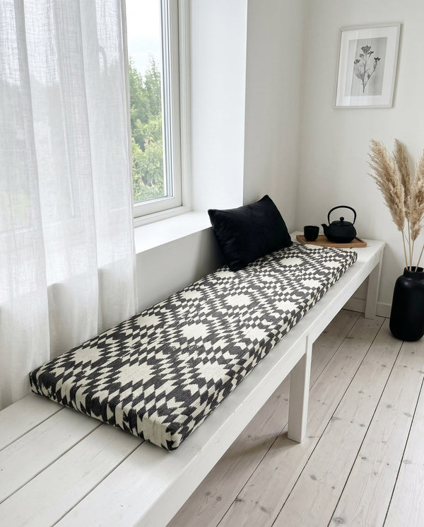Custom Bench Cushion with Foam, Made-to-Measure Window Seat Cushion, Outdoor Banquette Booth Seat Pad, Woven Performance