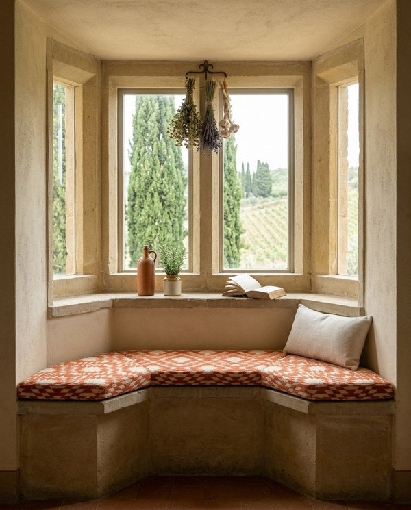 Custom Bench Cushion with Foam, Made-to-Measure Window Seat Cushion, Outdoor Banquette Booth Seat Pad, Woven Performance