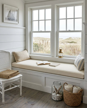 Custom Bench Cushion with Foam, Made-to-Measure Window Seat Cushion, Outdoor Banquette Booth Seat Pad, Woven Performance