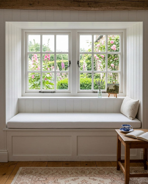 Custom Bench Cushion with Foam, Made-to-Measure Window Seat Cushion, Outdoor Banquette Booth Seat Pad, Woven Performance