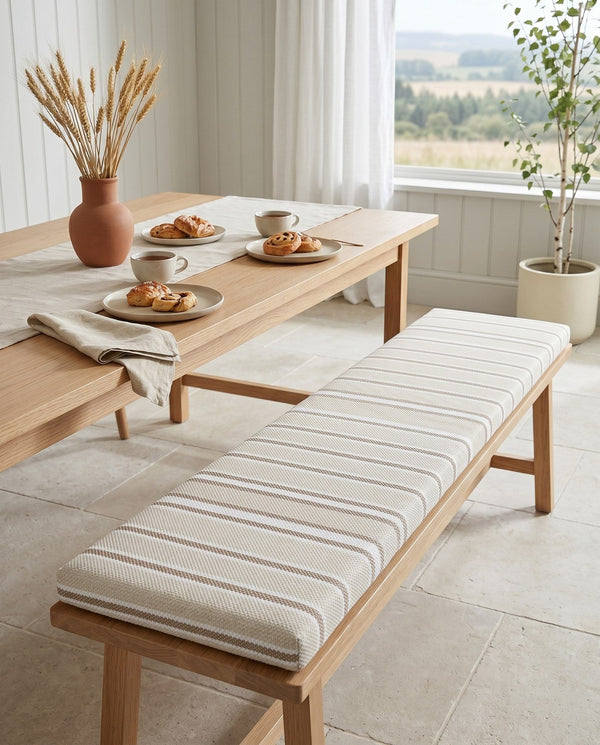 Custom Bench Cushion with Foam, Made-to-Measure Window Seat Cushion, Outdoor Banquette Booth Seat Pad, Woven Performance