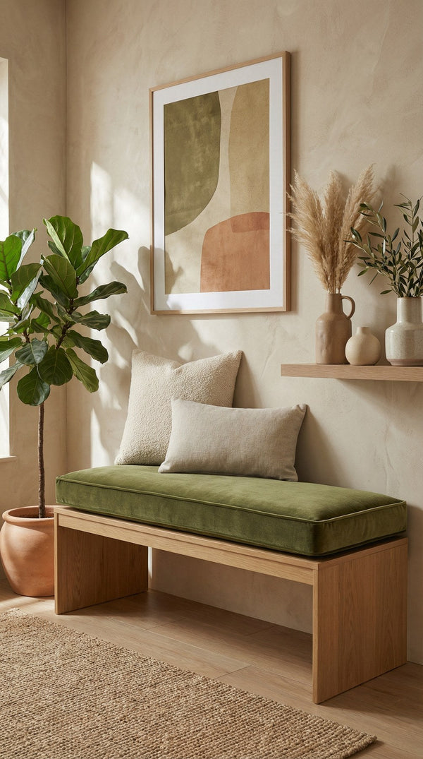 Custom Velvet Window Seat Cushion, Made-to-Measure Bench Cushion, Boxed Banquette Booth Seat Pad, Reading Nook Bay Windo