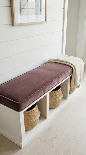 Custom Velvet Window Seat Cushion, Made-to-Measure Bench Cushion, Boxed Banquette Booth Seat Pad, Reading Nook Bay Windo