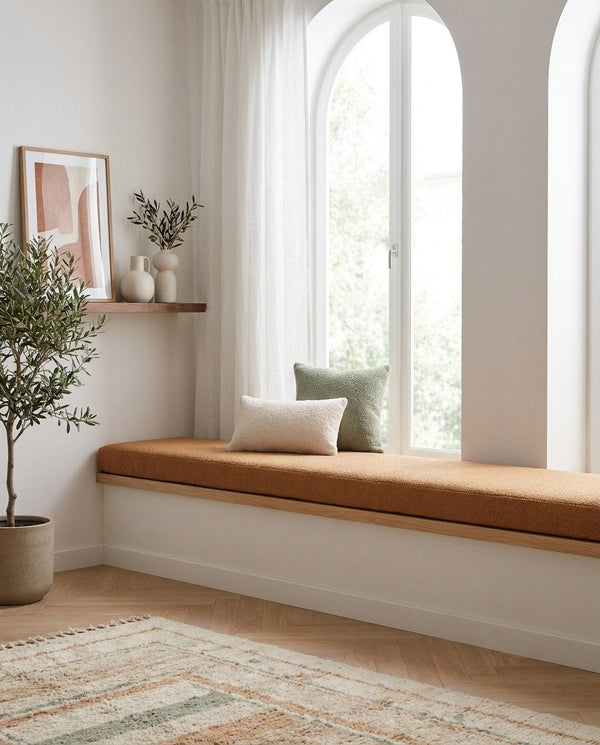 Custom Teddy Boucle Window Seat Cushion, Made-to-Measure Bench Seat Pad, Soft Textured Daybed Cushion, Reading Nook Wind