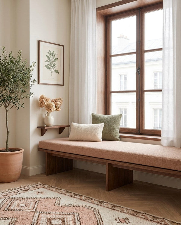 Custom Teddy Boucle Window Seat Cushion, Made-to-Measure Bench Seat Pad, Soft Textured Daybed Cushion, Reading Nook Wind