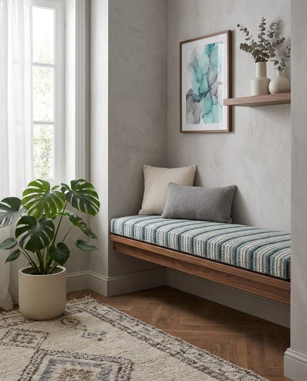 Custom Teddy Boucle Window Seat Cushion, Made-to-Measure Bench Seat Pad, Soft Textured Daybed Cushion, Reading Nook Wind