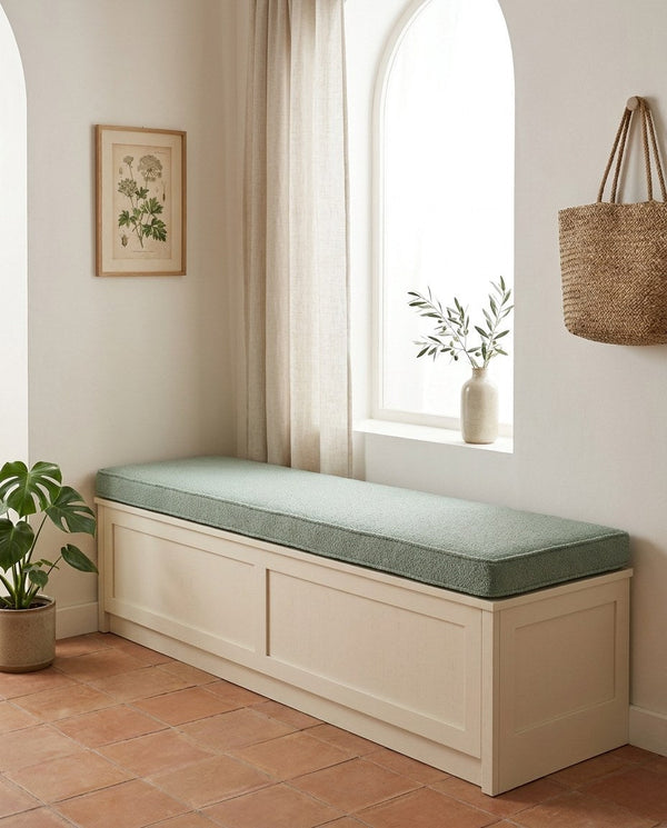 Custom Teddy Boucle Window Seat Cushion, Made-to-Measure Bench Seat Pad, Soft Textured Daybed Cushion, Reading Nook Wind
