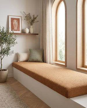 Custom Teddy Boucle Window Seat Cushion, Made-to-Measure Bench Seat Pad, Soft Textured Daybed Cushion, Reading Nook Wind