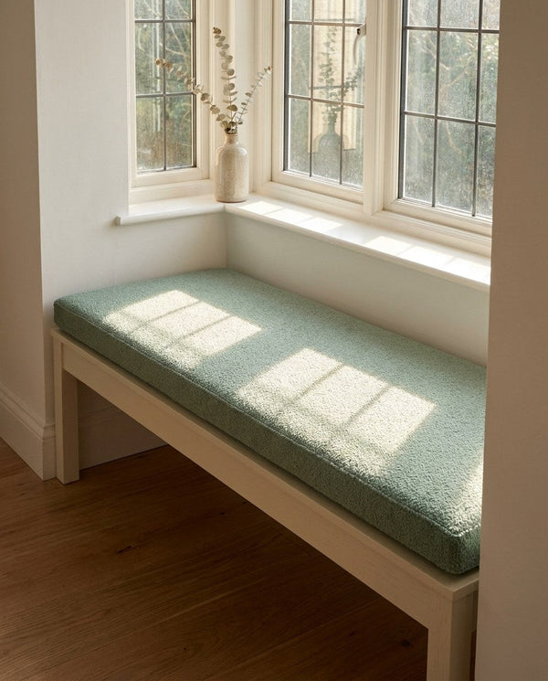 Custom Teddy Boucle Window Seat Cushion, Made-to-Measure Bench Seat Pad, Soft Textured Daybed Cushion, Reading Nook Wind