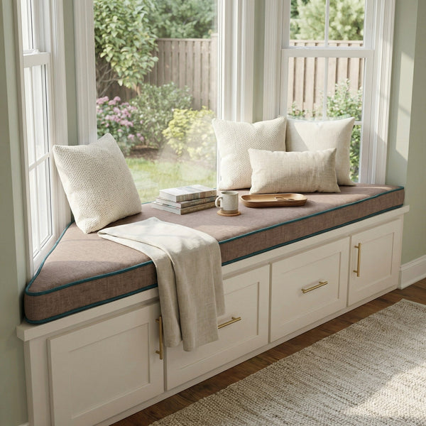 Custom Trapezoid Window Seat Cushion, Made-to-Measure Bay Window Bench Cushion, Angled Tapered Seat Pad, Reading Nook Ba