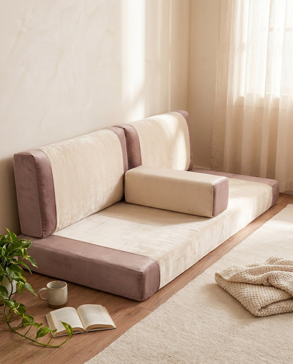 Custom Velvet Floor Sofa – Modular Boho Floor Seating