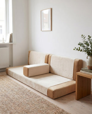 Custom Velvet Floor Sofa, Made-to-Measure Modular Floor Cushion Set, Color-Block Floor Seating Couch, Reading Nook Loung