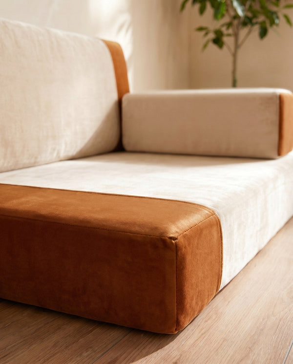 Custom Velvet Floor Sofa, Made-to-Measure Modular Floor Cushion Set, Color-Block Floor Seating Couch, Reading Nook Loung
