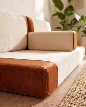 Custom Velvet Floor Sofa, Made-to-Measure Modular Floor Cushion Set, Color-Block Floor Seating Couch, Reading Nook Loung