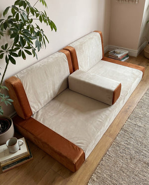 Custom Velvet Floor Sofa, Made-to-Measure Modular Floor Cushion Set, Color-Block Floor Seating Couch, Reading Nook Loung